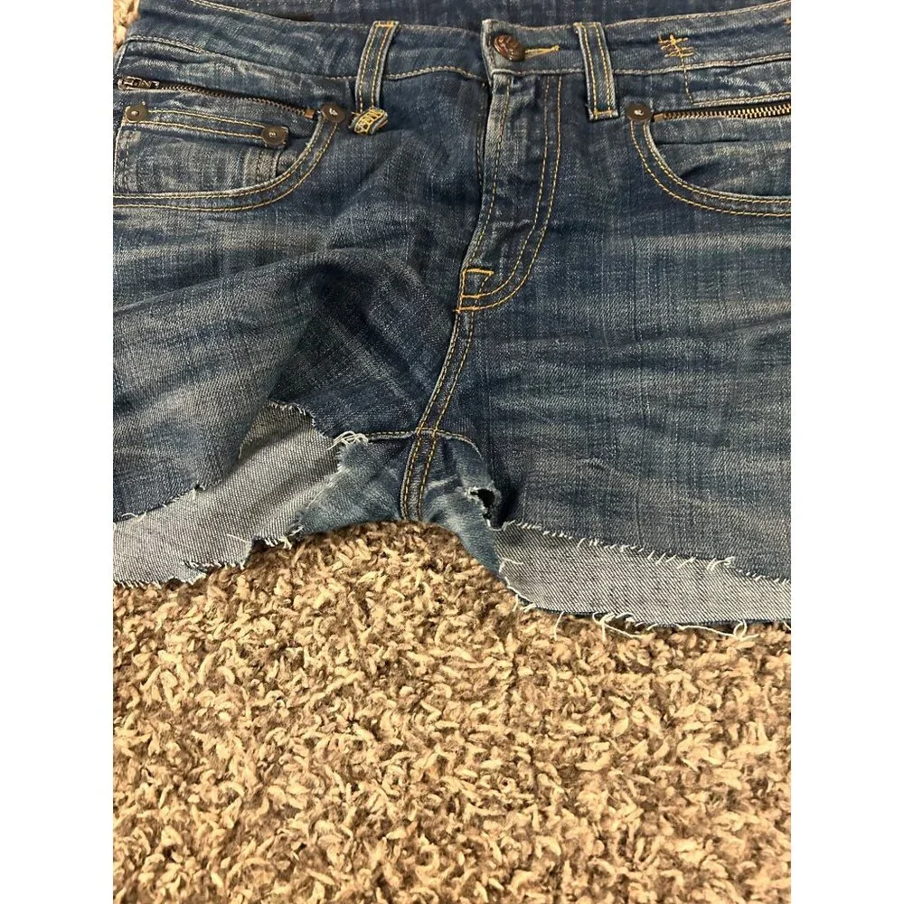 R13 Jeans (Size 27) "Biker Boy" DIY Cut Off Shorts Blue Denim - Picture 5 of 6